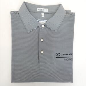 Peter Millar Summer Comfort Polo Shirt Men XL Black Stripe Golf Performance Logo